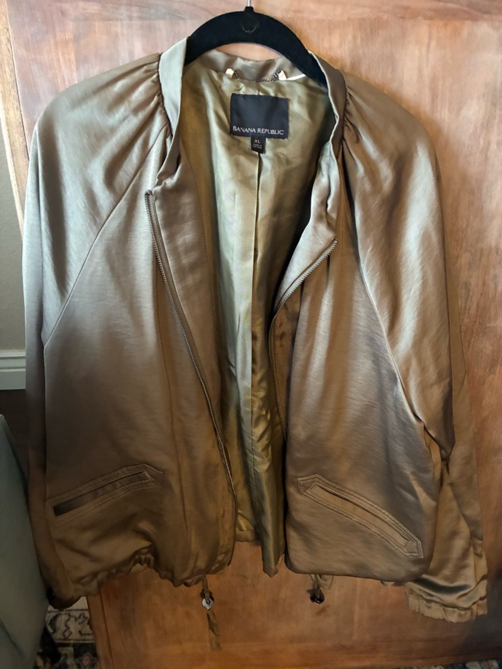 Banana Republic Olive Bomber Jacket in satin